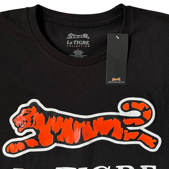 Le Tigre Classic Logo T-Shirt, Black shirt with orange and white logo, NWT - Picture 4 of 8
